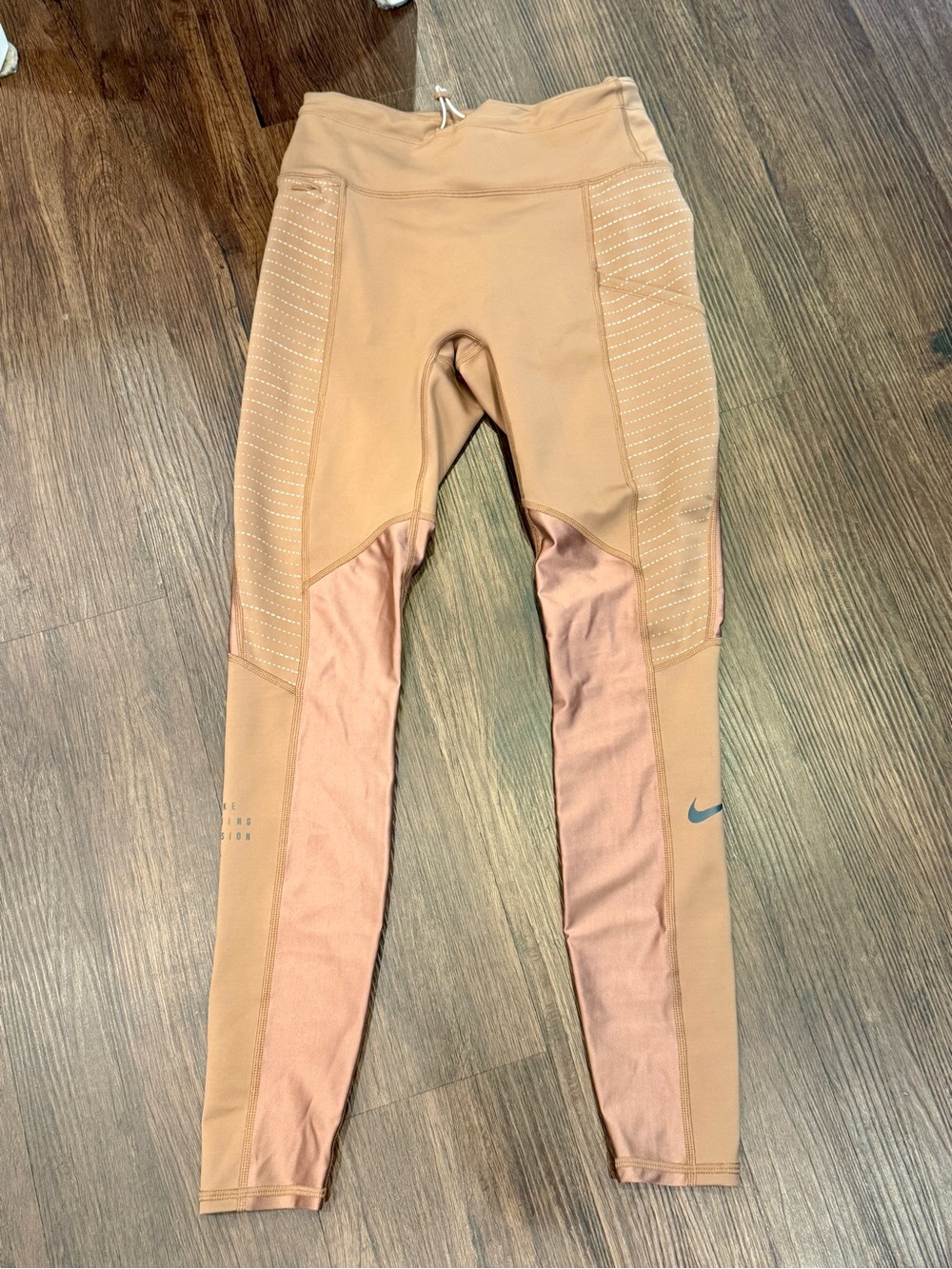 Nike Tan/Taupe Active Leggings with Panel Details